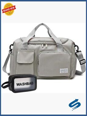 Travel Duffle Bag with Shoe Compartment, Water Resistant Nylon